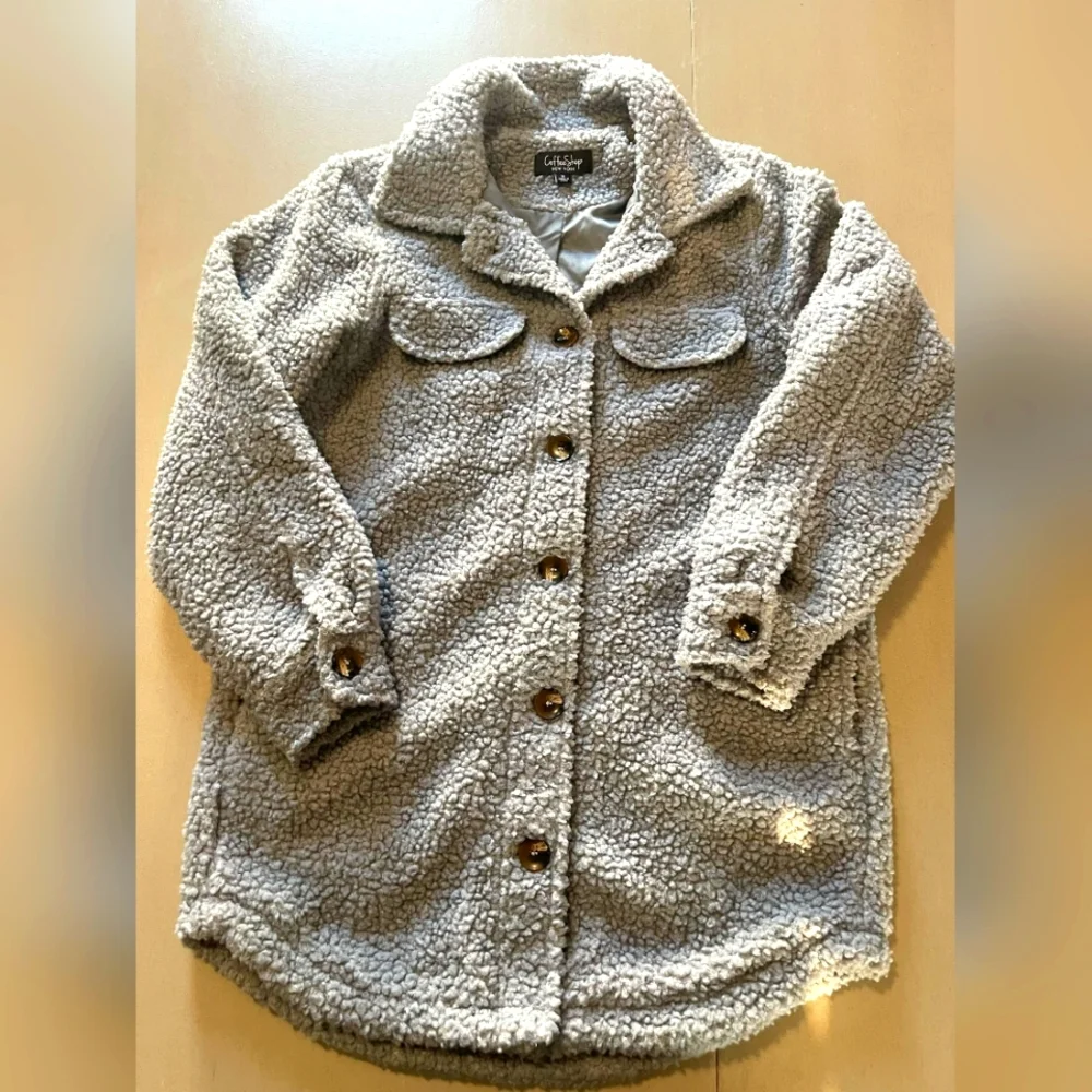 Coffee shop new york slate blue teddy jacket size medium - Picture 1 of 4